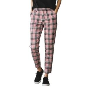 Hot Topic Pants Women XL Plaid Mom Pink Goth Grunge High Rise Ankle Tapered